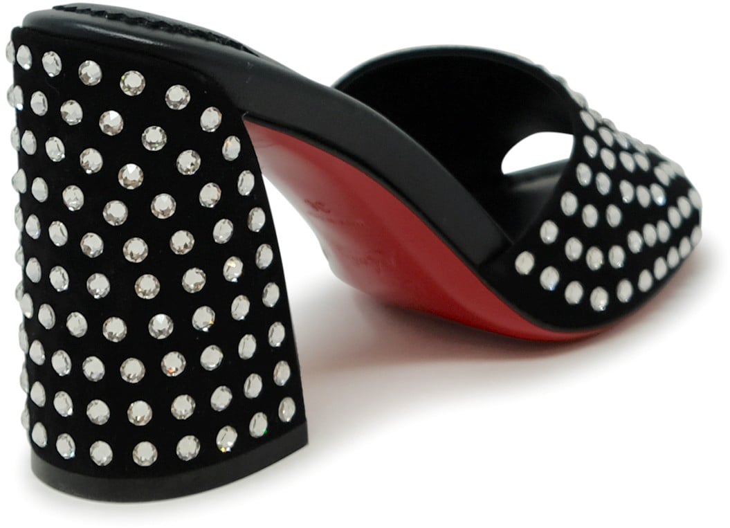 Christian Louboutin CHRISTIAN LOUBOUTIN 1240729 T023 BLACK SUEDE JANE MULE STRASS BOUM 85 SANDALS Zwart