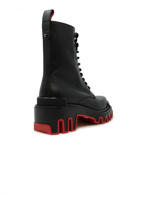 Christian Louboutin CHRISTIAN LOUBOUTIN 1250152 B439 BLACK CALF LEATHER DUNE TROTT ALTA FLAT LOW BOOTS Zwart