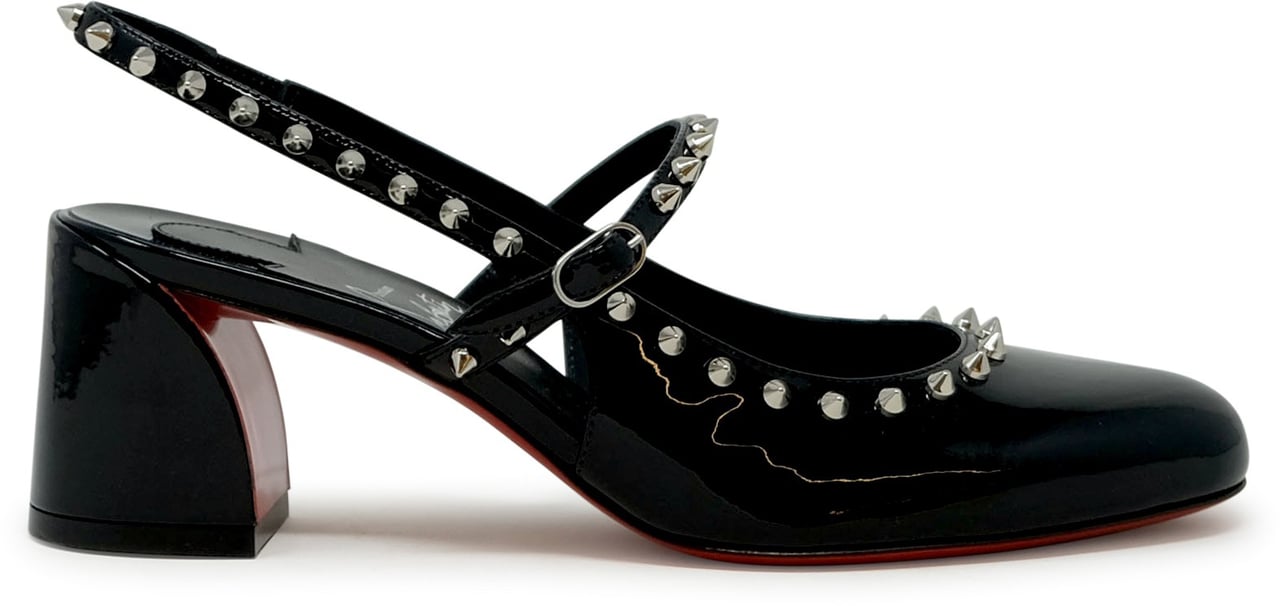 Christian Louboutin CHRISTIAN LOUBOUTIN 1250705 B439 BLACK PATENT LEATHER JANISPIKES 55 MARY JANES Zwart