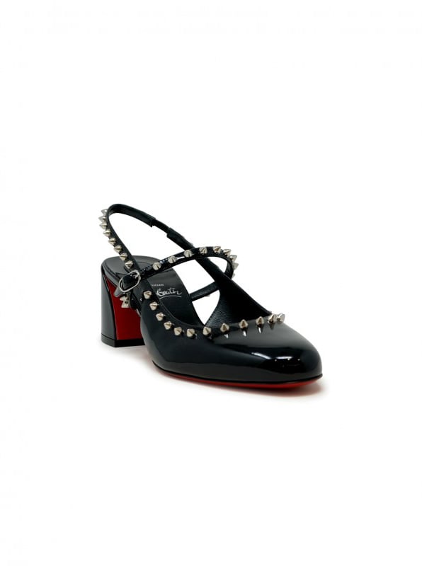 Christian Louboutin CHRISTIAN LOUBOUTIN 1250705 B439 BLACK PATENT LEATHER JANISPIKES 55 MARY JANES Zwart