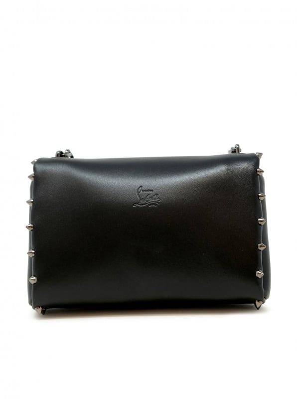 Christian Louboutin CHRISTIAN LOUBOUTIN 1255070 B078 BLACK SOFT NAPPA LEATHER SPIKY POUCH BAG Zwart