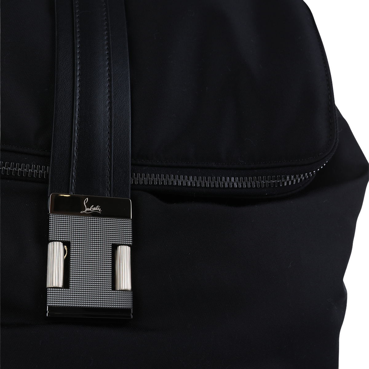 Christian Louboutin Black Backpack with Smooth Fabric Body Zwart