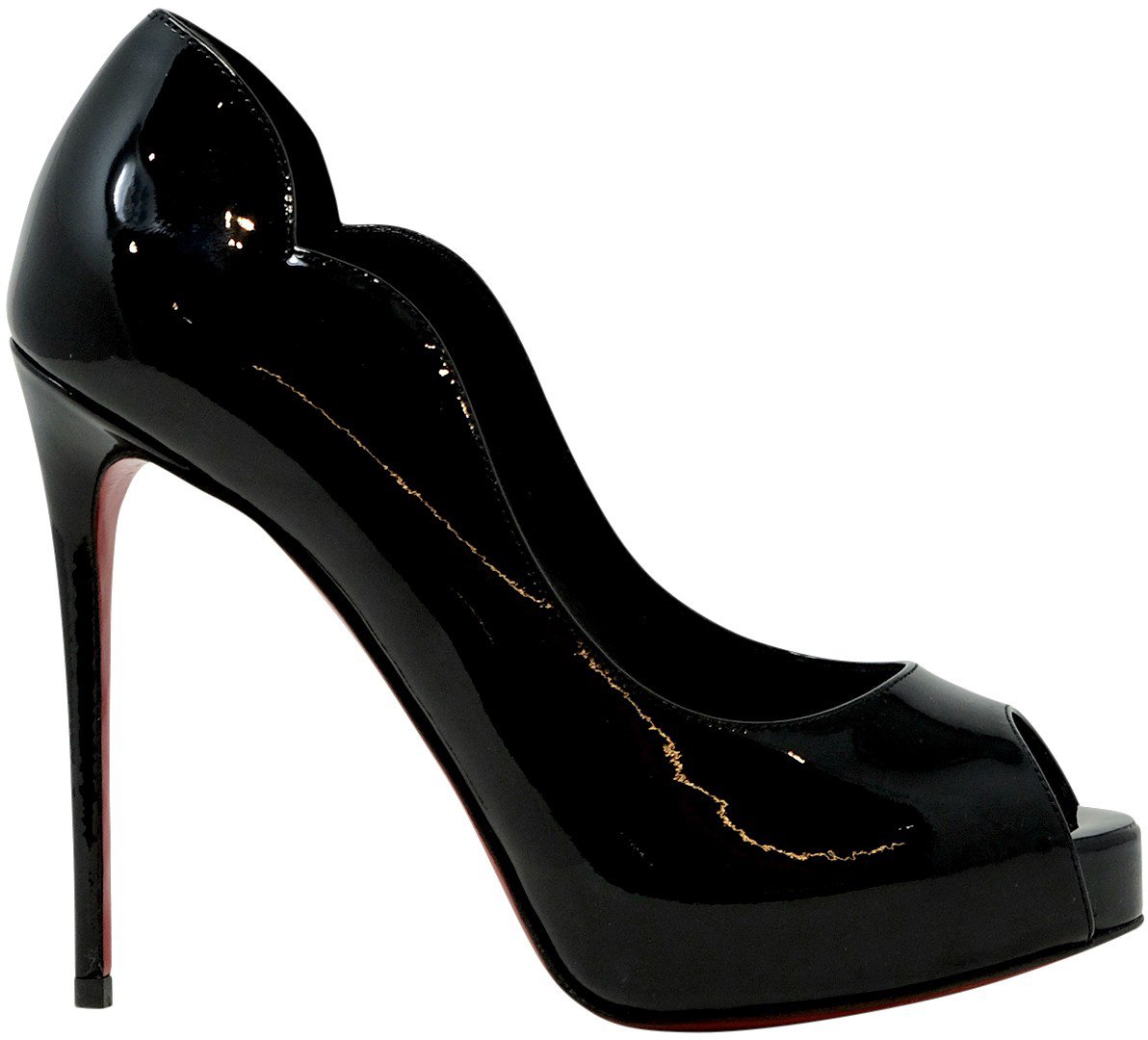 Christian Louboutin CHRISTIAN LOUBOUTIN 3230023 B439 BLACK PATENT LEATHER HOT CHICK ALTA 120 PUMPS Zwart