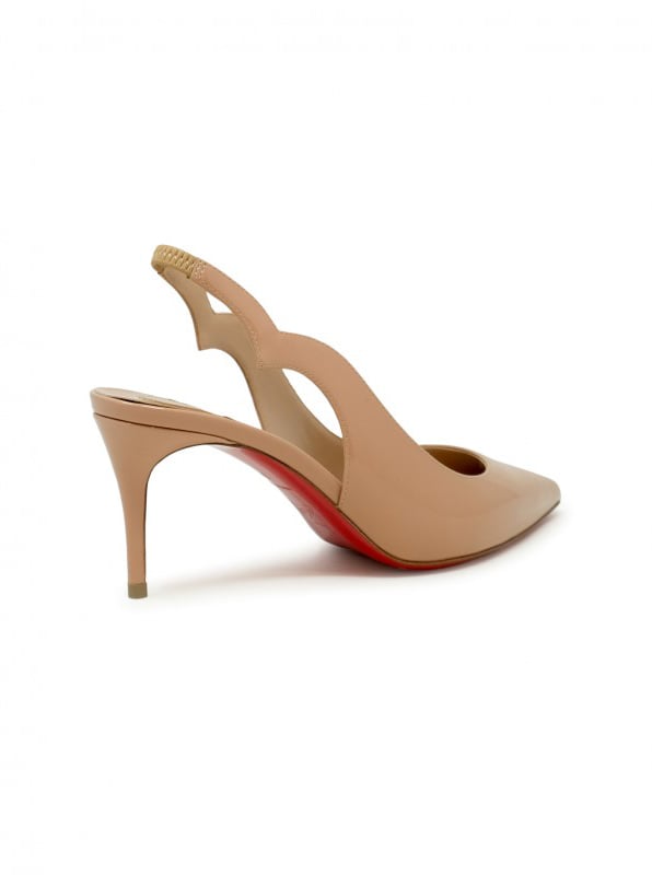 Christian Louboutin CHRISTIAN LOUBOUTIN 3230045 N295 NUDE PATENT HOT CHICK SLING 70 PUMPS Beige