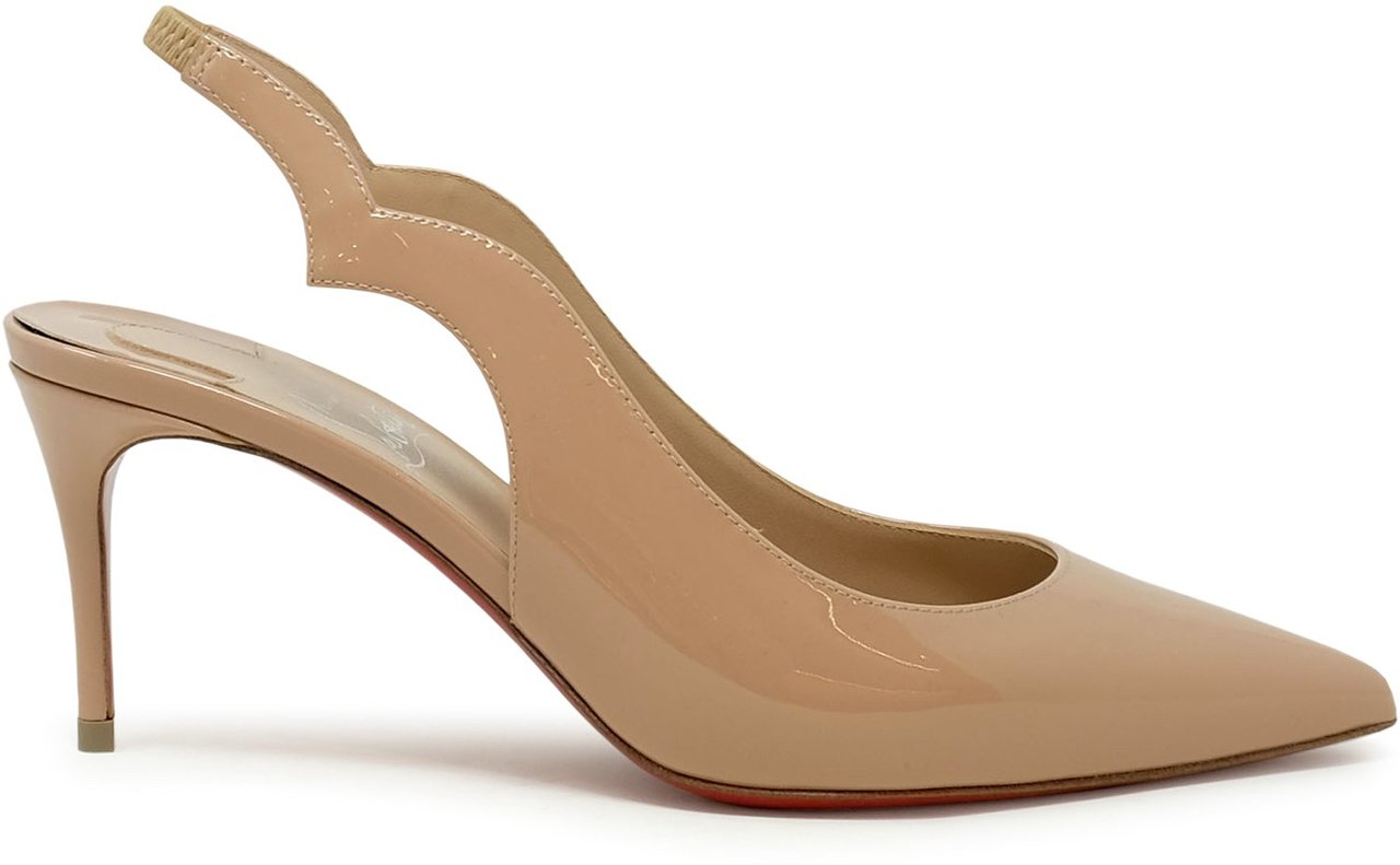 Christian Louboutin CHRISTIAN LOUBOUTIN 3230045 N295 NUDE PATENT HOT CHICK SLING 70 PUMPS Beige