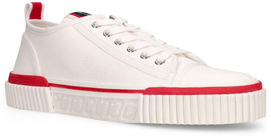 Christian Louboutin White sneakers with red detail Wit
