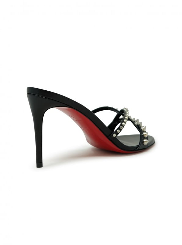 Christian Louboutin CHRISTIAN LOUBOUTIN 3240181 B439 BLACK LEATHER SPIKES TATOOSH 85 MULES Zwart