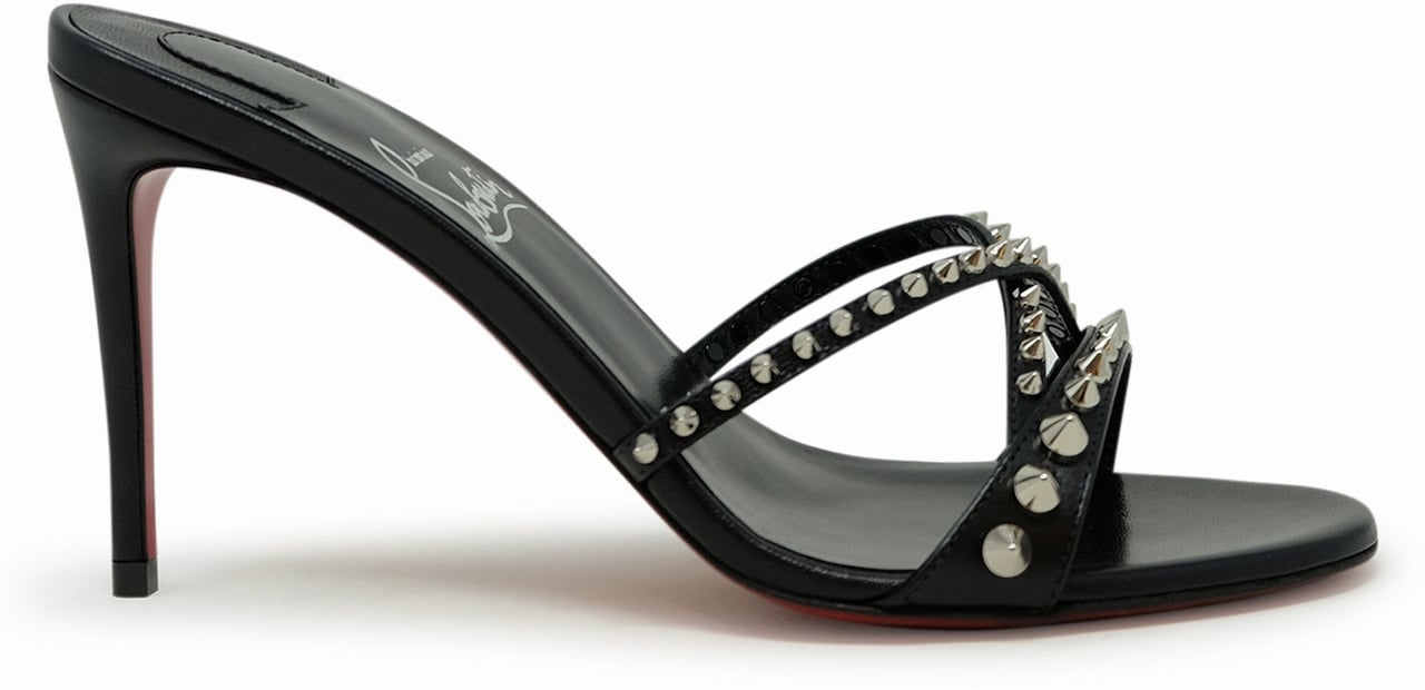 Christian Louboutin CHRISTIAN LOUBOUTIN 3240181 B439 BLACK LEATHER SPIKES TATOOSH 85 MULES Zwart