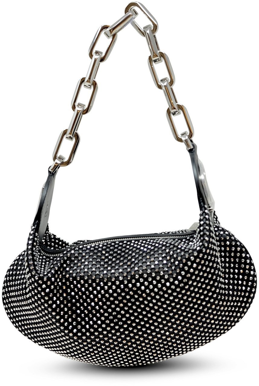 Christian Louboutin CHRISTIAN LOUBOUTIN 3245143 B781 BLACK AND SILVER LE 54 CHAIN NAPPA STRASS LEATHER BAG Zwart