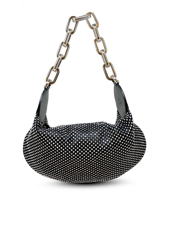 Christian Louboutin CHRISTIAN LOUBOUTIN 3245143 B781 BLACK AND SILVER LE 54 CHAIN NAPPA STRASS LEATHER BAG Zwart