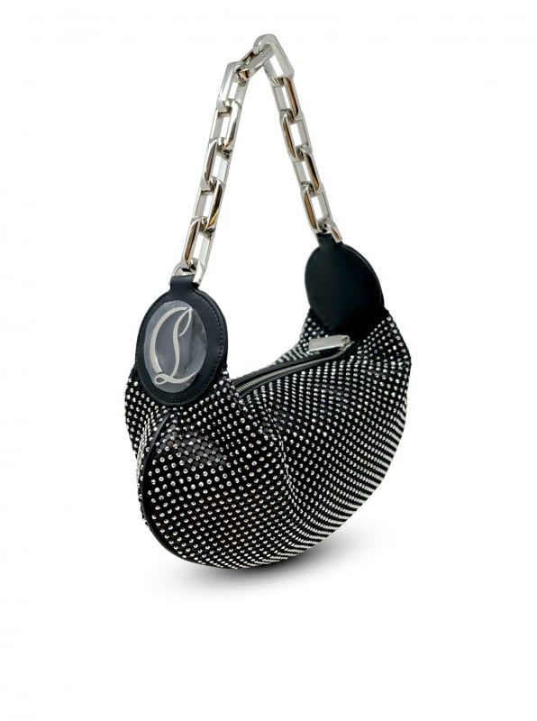Christian Louboutin CHRISTIAN LOUBOUTIN 3245143 B781 BLACK AND SILVER LE 54 CHAIN NAPPA STRASS LEATHER BAG Zwart