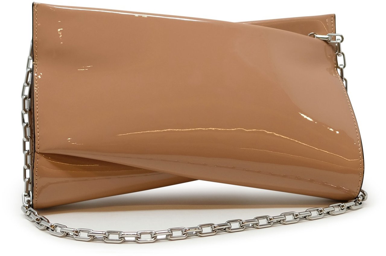 Christian Louboutin CHRISTIAN LOUBOUTIN 3245151 PK1A NUDE PATENT LOUBITWIST CLUTCH BAG Beige