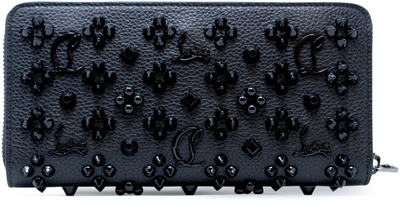 Christian Louboutin CHRISTIAN LOUBOUTIN 3175224 B253 BLACK CALF LEATHER W PANETTONE LOUBINTHESKY WALLET Zwart