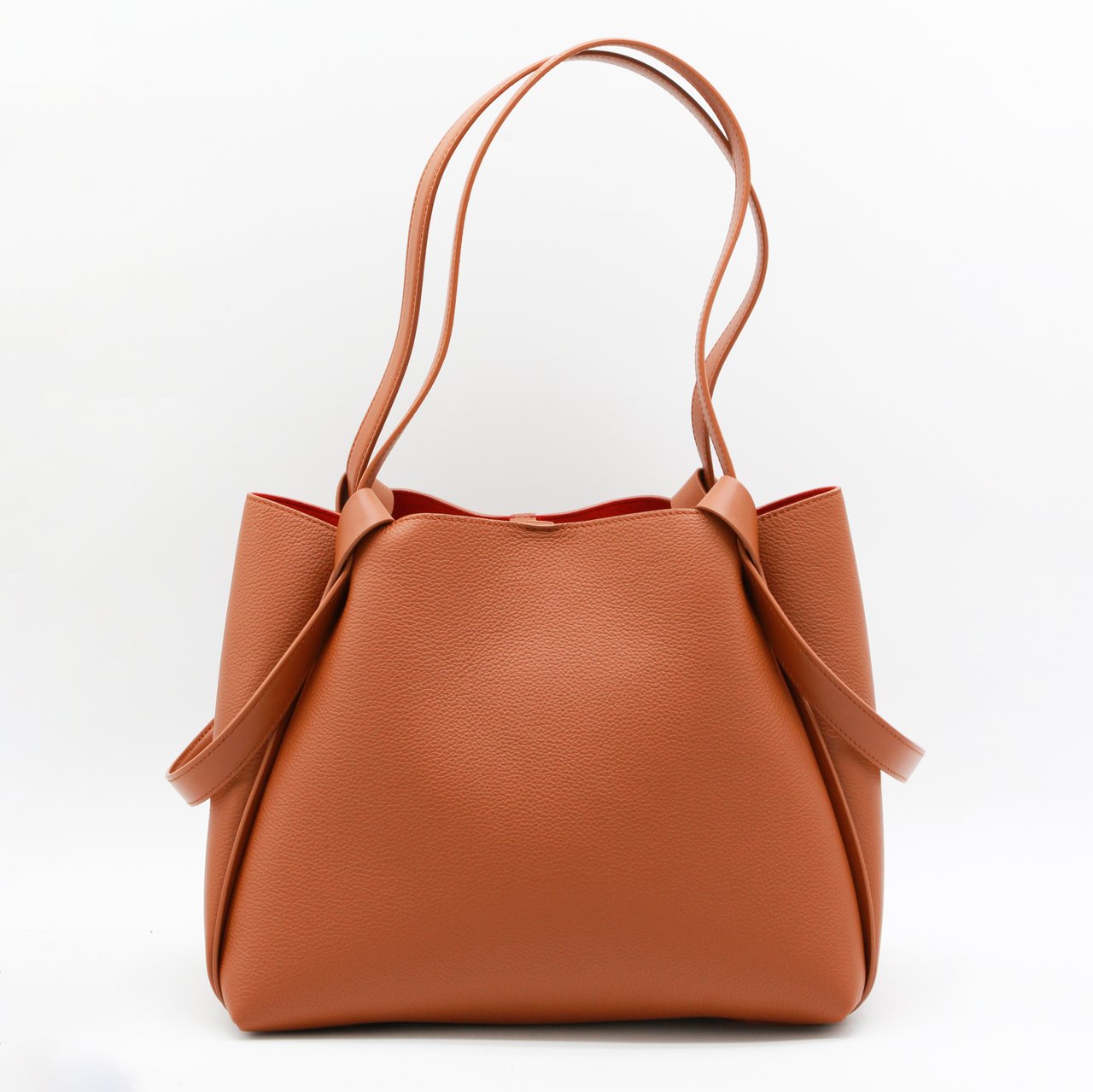 Christian Louboutin Structured Tote Bag In Textured Leather With Metallic Emblem Bruin