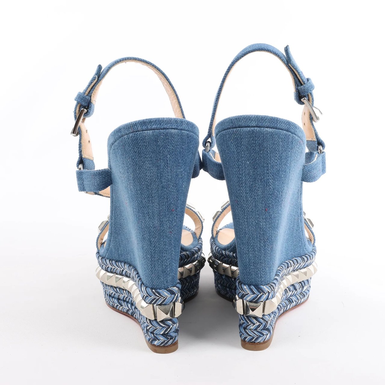 Christian Louboutin Christian Louboutin Katacrow Denim Wedge Sole Sandals in Blue, Size 38 EU Blauw