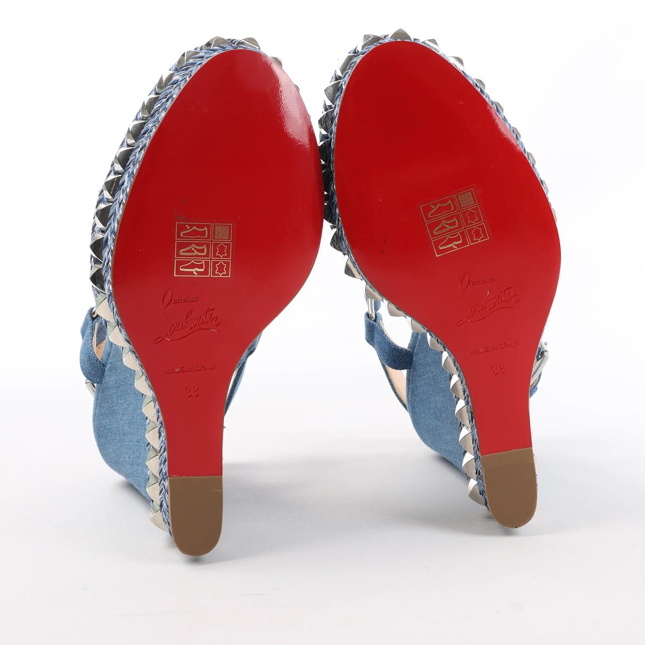 Christian Louboutin Christian Louboutin Katacrow Denim Wedge Sole Sandals in Blue, Size 38 EU Blauw