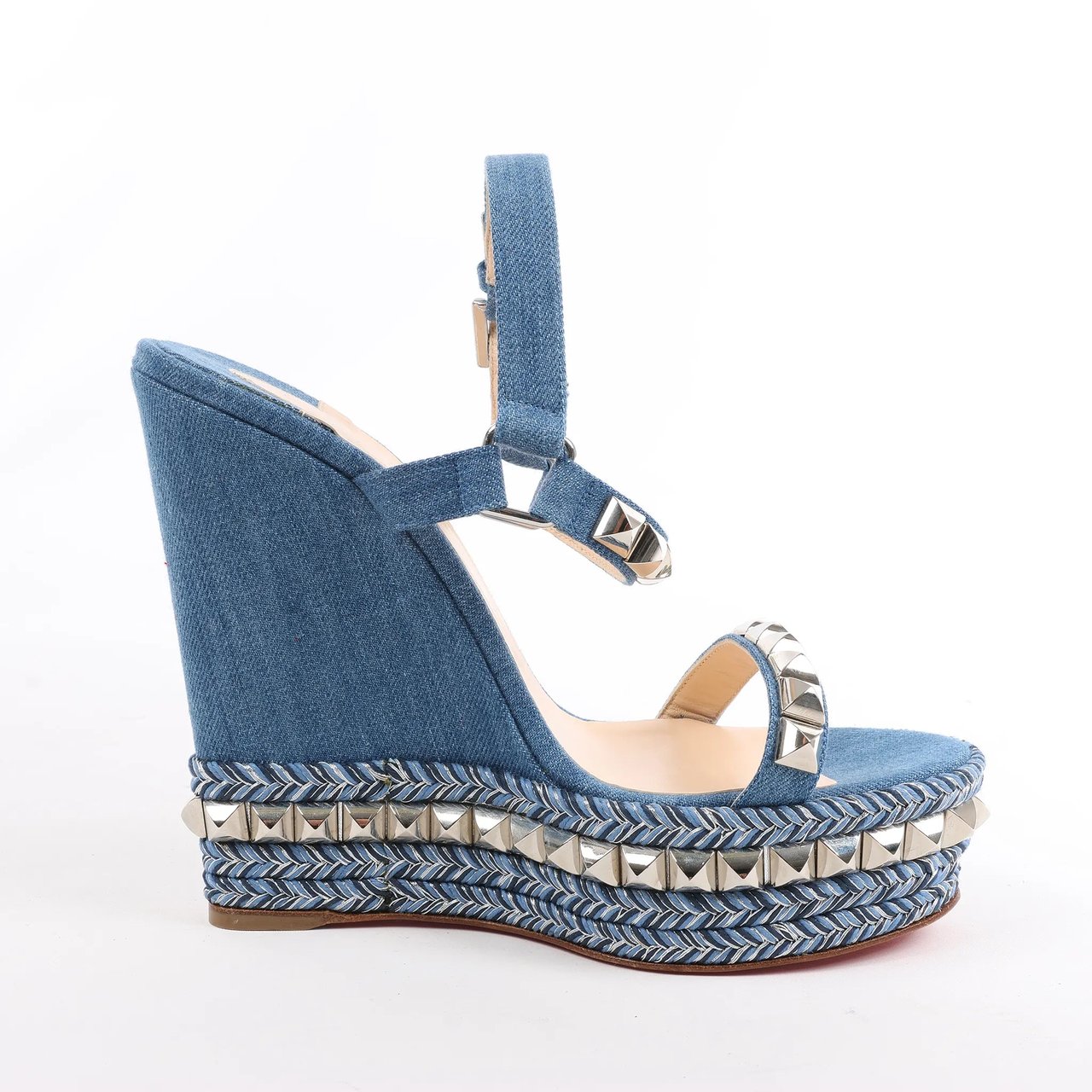 Christian Louboutin Christian Louboutin Katacrow Denim Wedge Sole Sandals in Blue, Size 38 EU Blauw