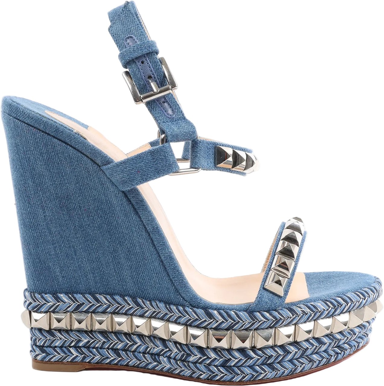 Christian Louboutin Christian Louboutin Katacrow Denim Wedge Sole Sandals in Blue, Size 38 EU Blauw