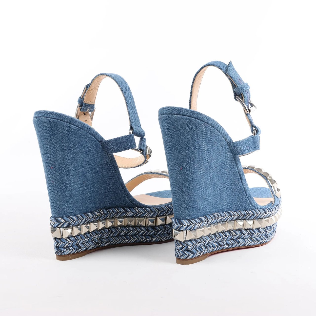 Christian Louboutin Christian Louboutin Katacrow Denim Wedge Sole Sandals in Blue, Size 38 EU Blauw