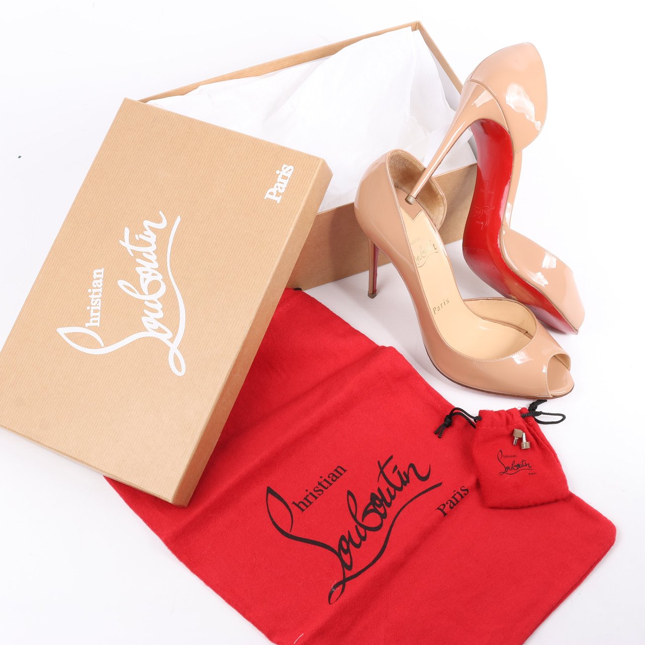 Christian Louboutin Christian Louboutin Demi You 100 Patent Leather Heels in Beige, Size 38 EU Beige