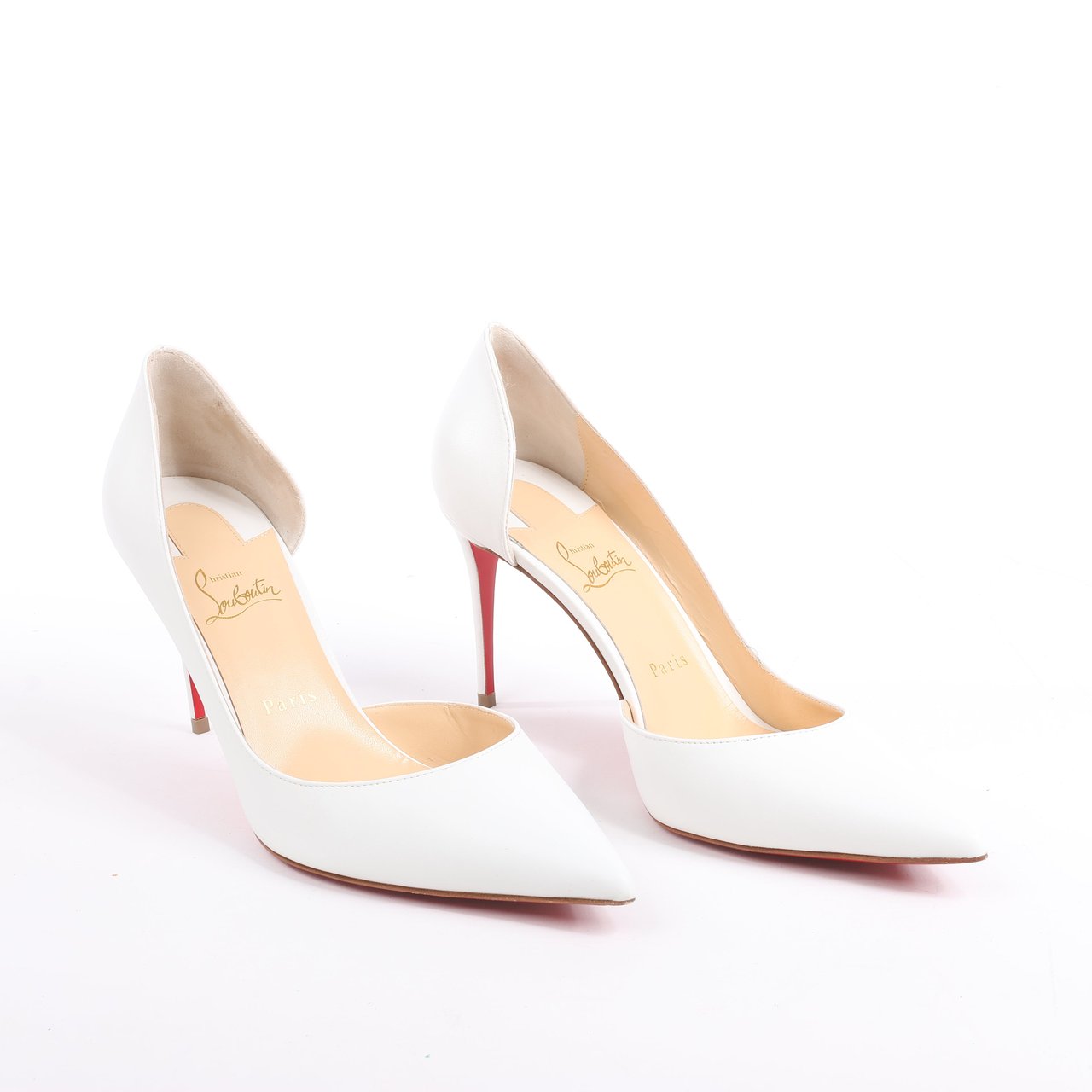 Christian Louboutin Christian Louboutin Iriza 85 Leather Heels in Bianco, Size 41 EU Wit