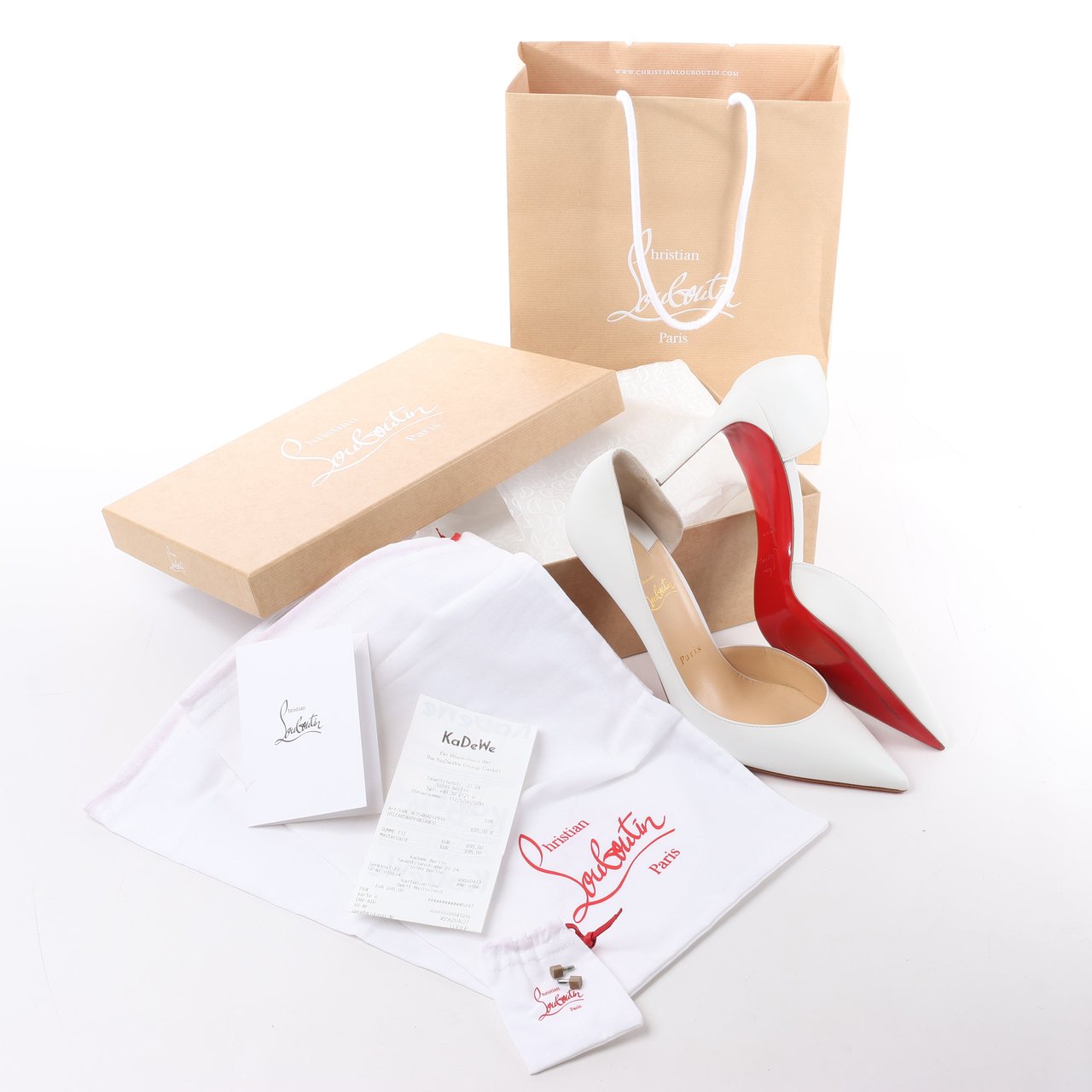 Christian Louboutin Christian Louboutin Iriza 85 Leather Heels in Bianco, Size 41 EU Wit