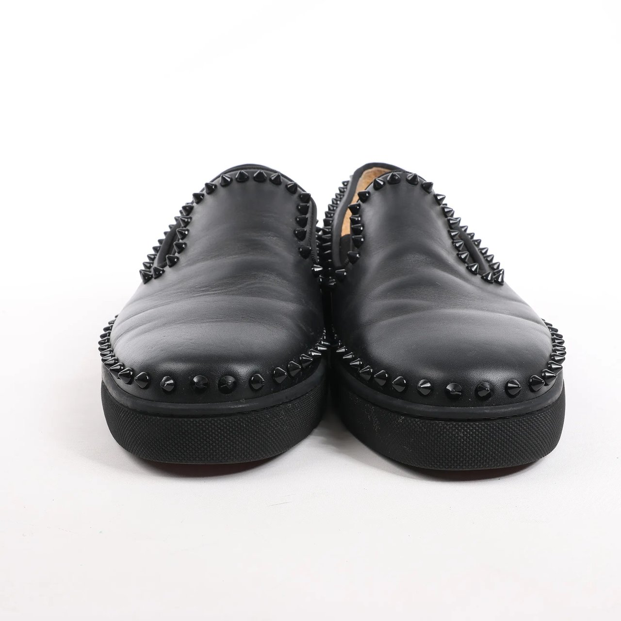 Christian Louboutin Christian Louboutin Spike Studs Leather Slip-On Sneakers in Black, Size 42 EU Zwart