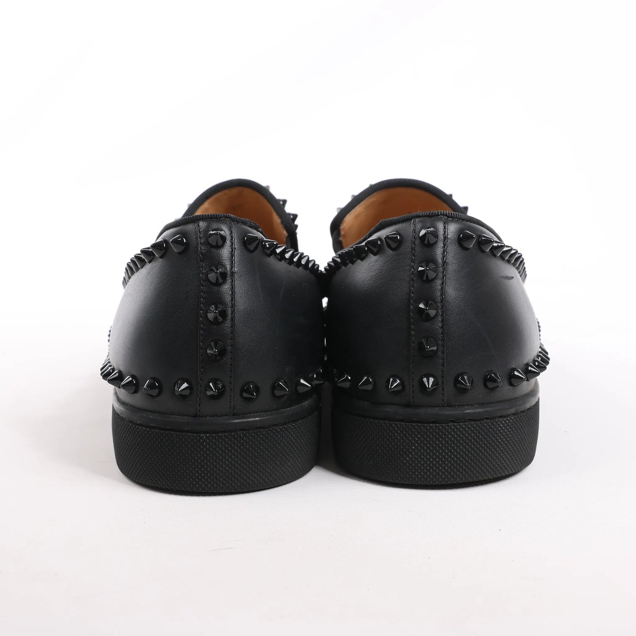 Christian Louboutin Christian Louboutin Spike Studs Leather Slip-On Sneakers in Black, Size 42 EU Zwart