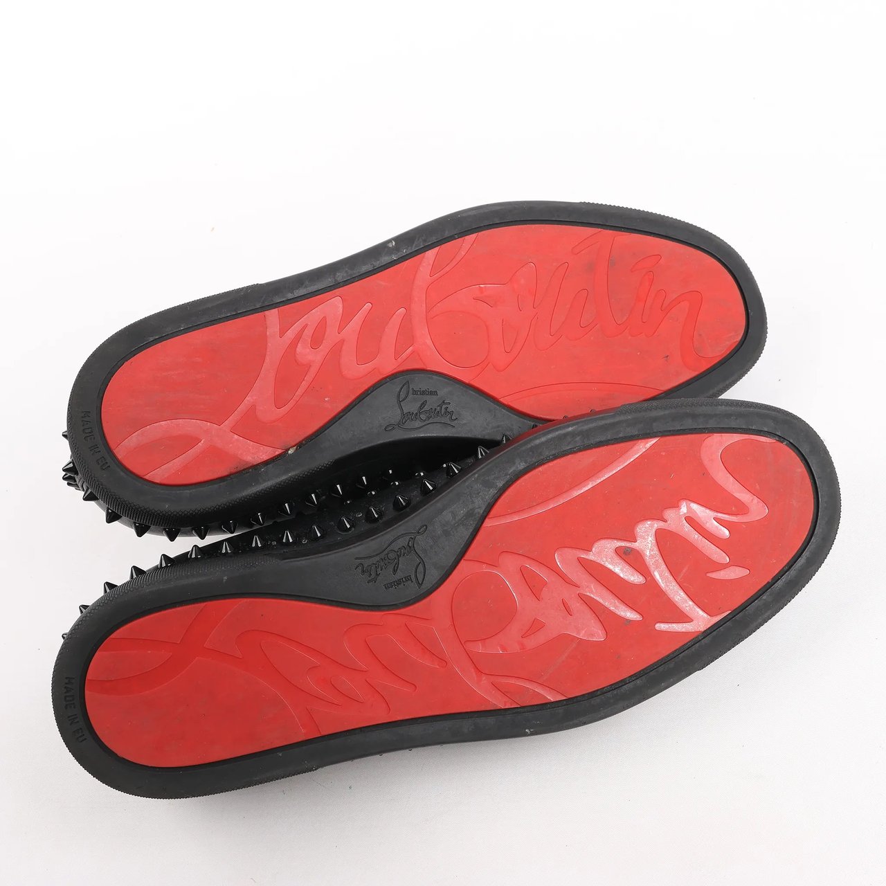 Christian Louboutin Christian Louboutin Spike Studs Leather Slip-On Sneakers in Black, Size 42 EU Zwart