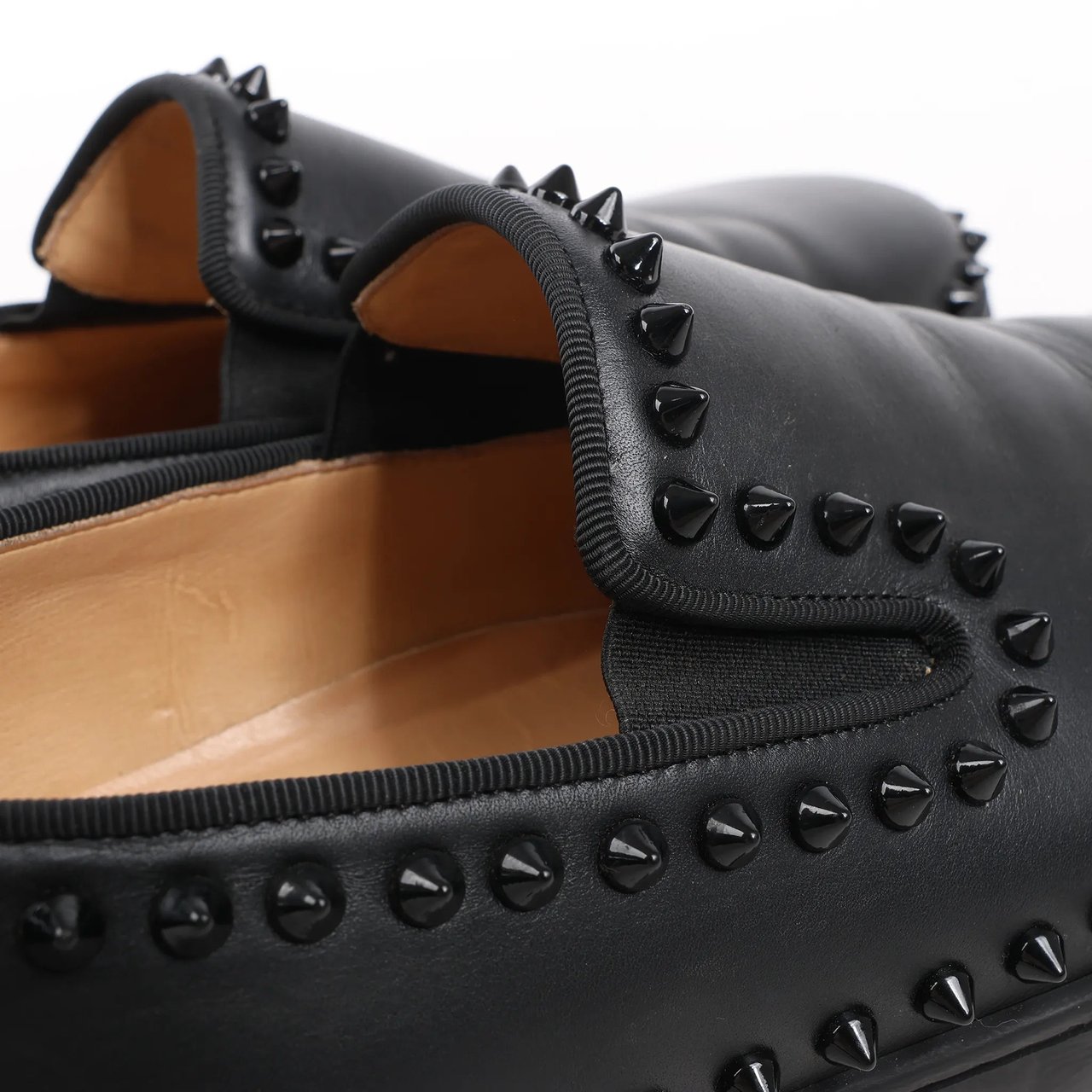 Christian Louboutin Christian Louboutin Spike Studs Leather Slip-On Sneakers in Black, Size 42 EU Zwart