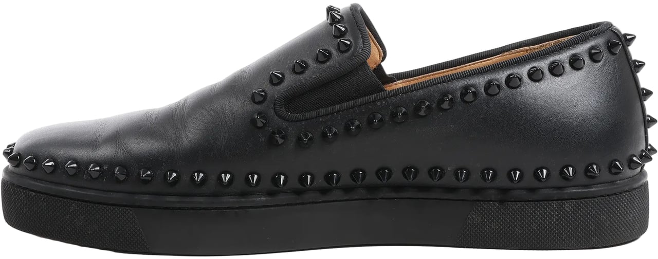 Christian Louboutin Christian Louboutin Spike Studs Leather Slip-On Sneakers in Black, Size 42 EU Zwart