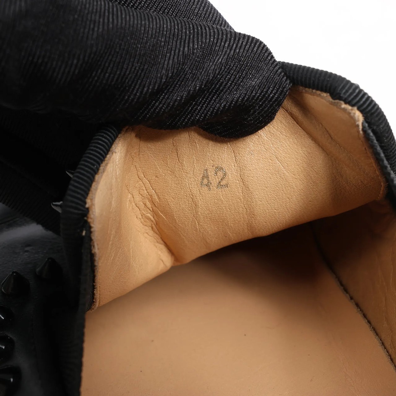 Christian Louboutin Christian Louboutin Spike Studs Leather Slip-On Sneakers in Black, Size 42 EU Zwart