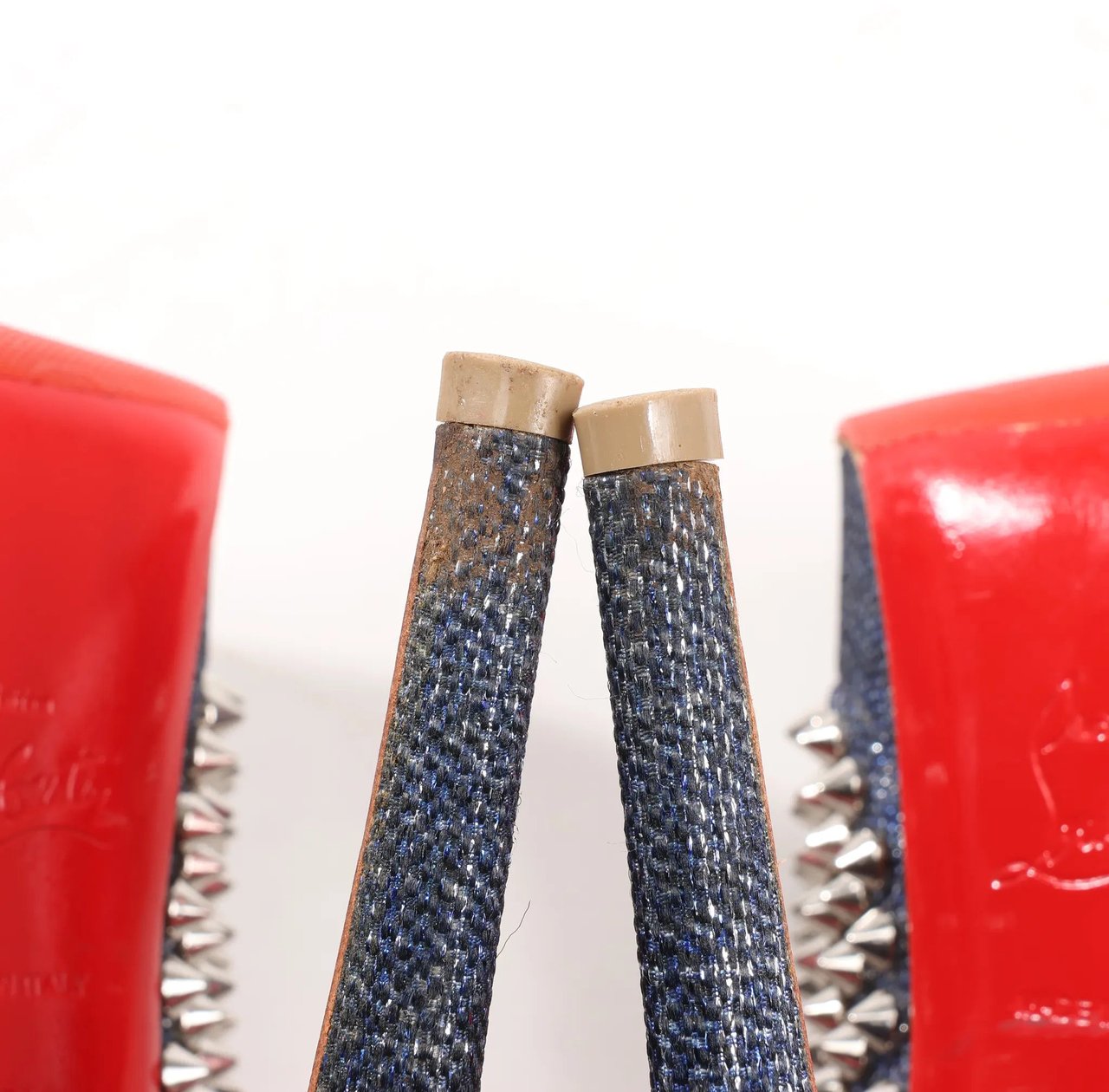 Christian Louboutin Christian Louboutin Lady Peep 150 Denim Spike Studs Open-toe Heels in Blue, Size 36.5 EU Divers