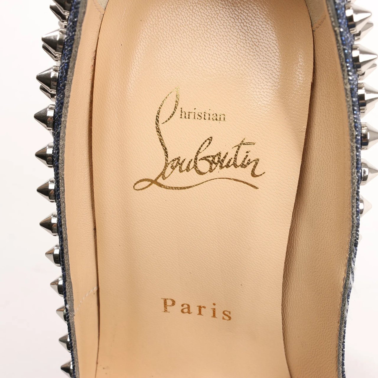 Christian Louboutin Christian Louboutin Lady Peep 150 Denim Spike Studs Open-toe Heels in Blue, Size 36.5 EU Divers