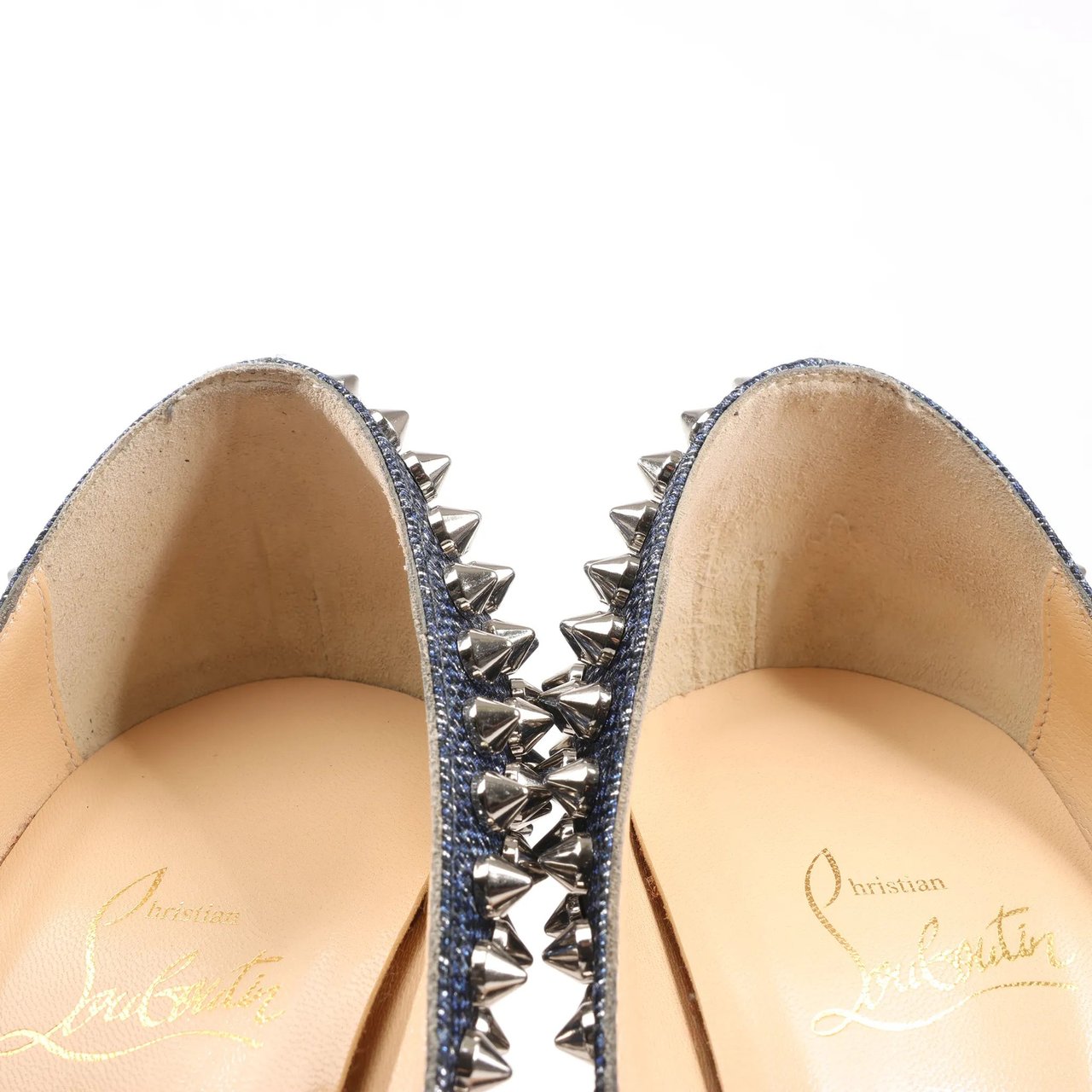 Christian Louboutin Christian Louboutin Lady Peep 150 Denim Spike Studs Open-toe Heels in Blue, Size 36.5 EU Divers