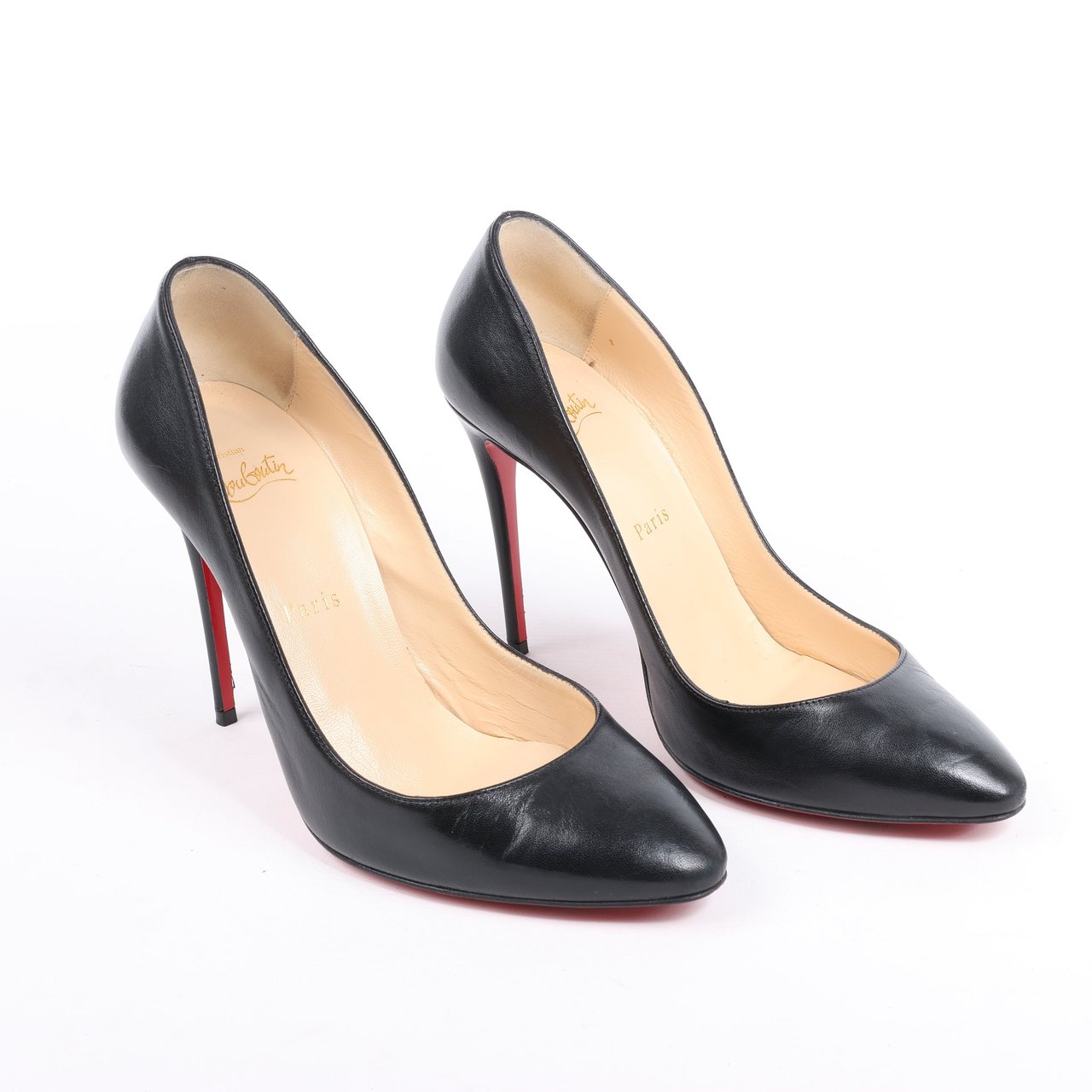 Christian Louboutin Christian Louboutin Eloise 100 Napa Shiny Heels in Black, Size 38 EU Zwart
