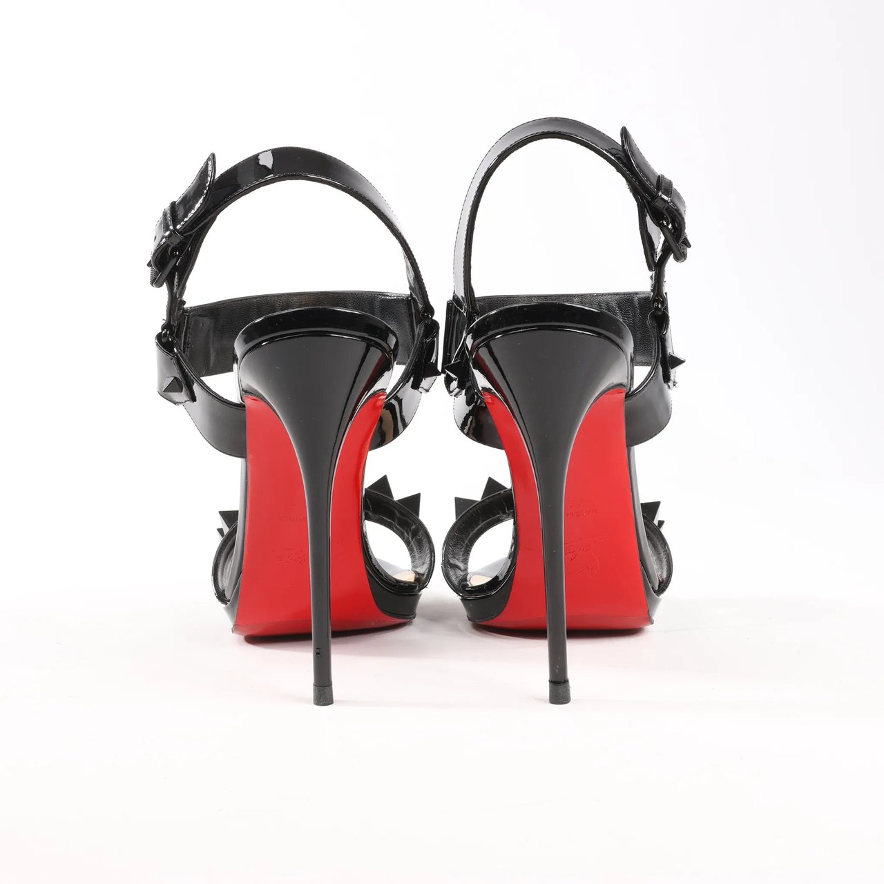 Christian Louboutin Christian Louboutin Miziggoo Spiked Patent Leather 120 Heels in Black, Size 40.5 EU Zwart