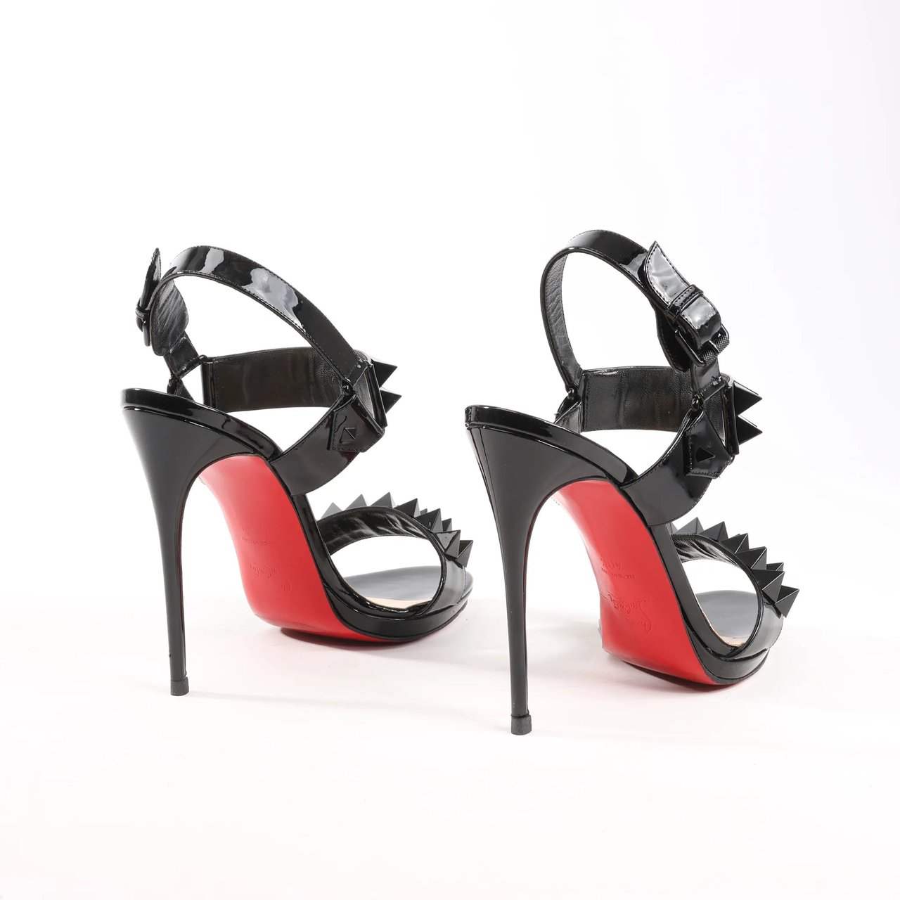Christian Louboutin Christian Louboutin Miziggoo Spiked Patent Leather 120 Heels in Black, Size 40.5 EU Zwart