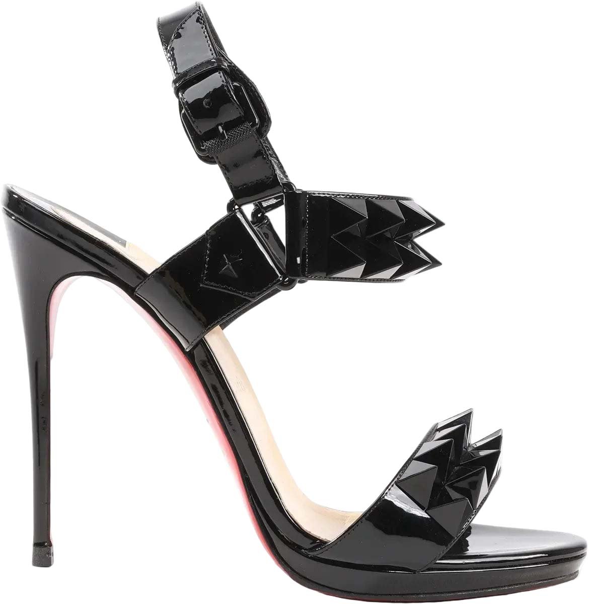 Christian Louboutin Christian Louboutin Miziggoo Spiked Patent Leather 120 Heels in Black, Size 40.5 EU Zwart