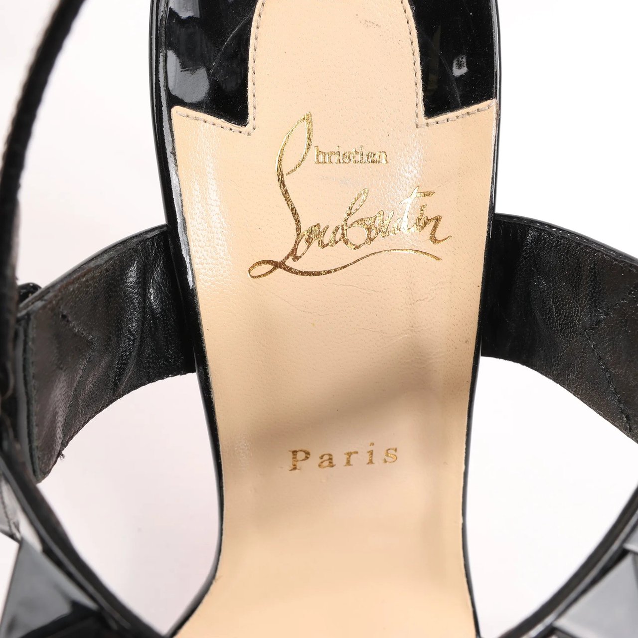 Christian Louboutin Miziggoo Spiked Patent Leather 120 Heels in Black, Size 40.5 EU Zwart