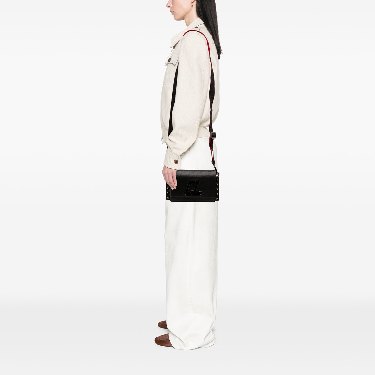 Christian Louboutin Leather Wallstrap Monogram Messenger Bag Zwart