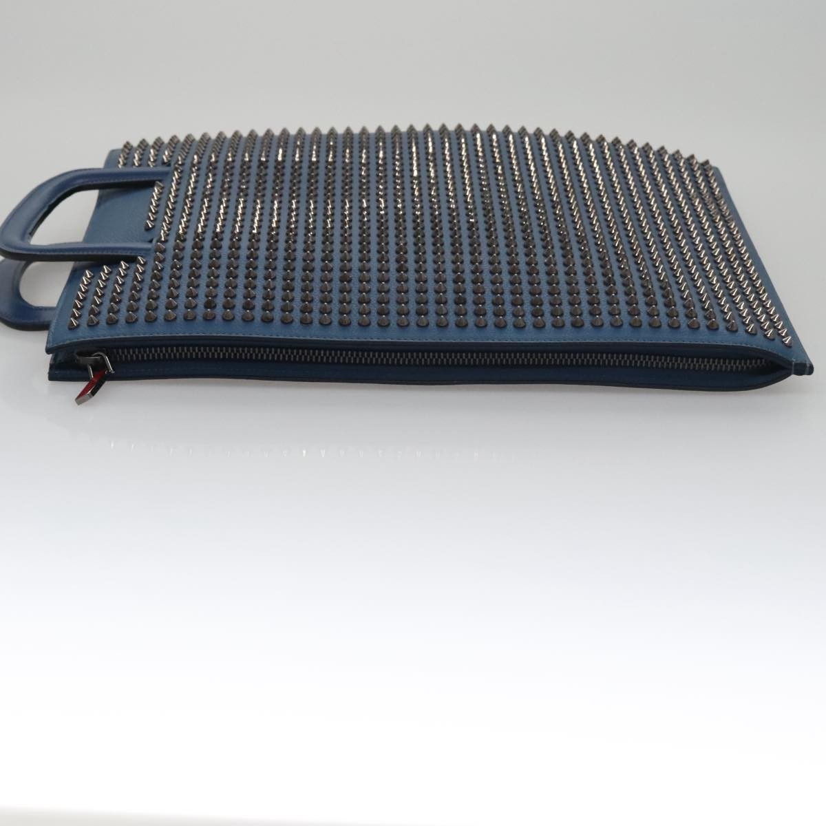 Christian Louboutin Christian Louboutin Trictrac Portfolio Bag Leather and Spiked Leather Large Blauw