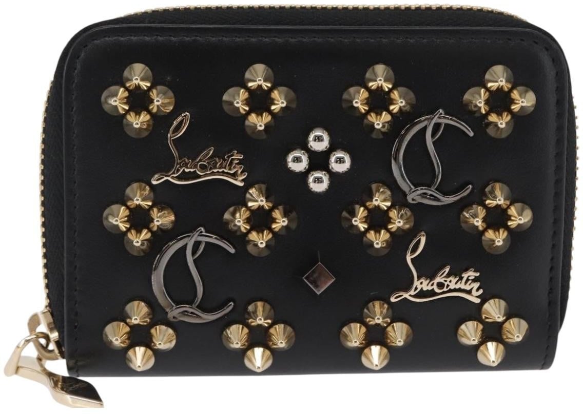 Christian Louboutin Christian Louboutin Panettone Coin Purse Embellished Leather Zwart