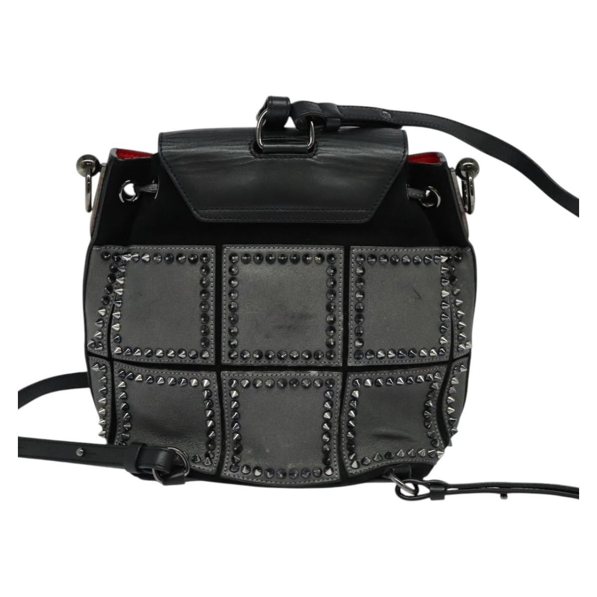 Christian Louboutin Christian Louboutin Lucky L Convertible Backpack Spiked Leather and Suede Zwart