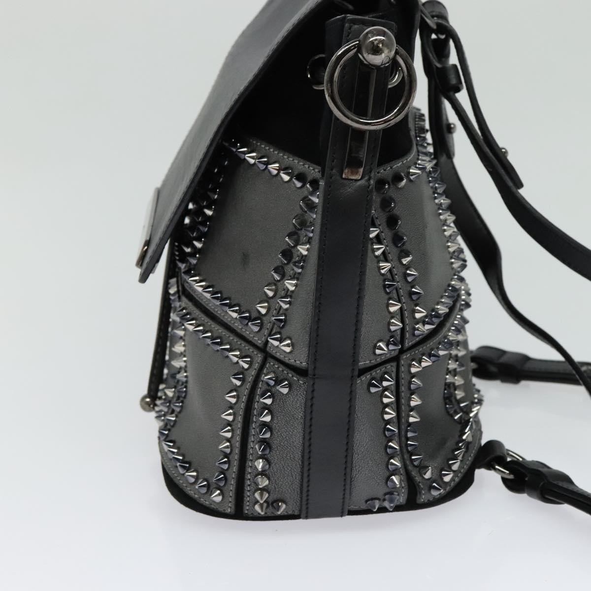 Christian Louboutin Christian Louboutin Lucky L Convertible Backpack Spiked Leather and Suede Zwart