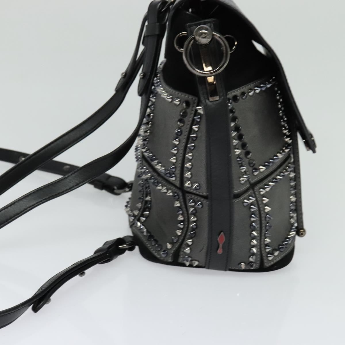 Christian Louboutin Christian Louboutin Lucky L Convertible Backpack Spiked Leather and Suede Zwart