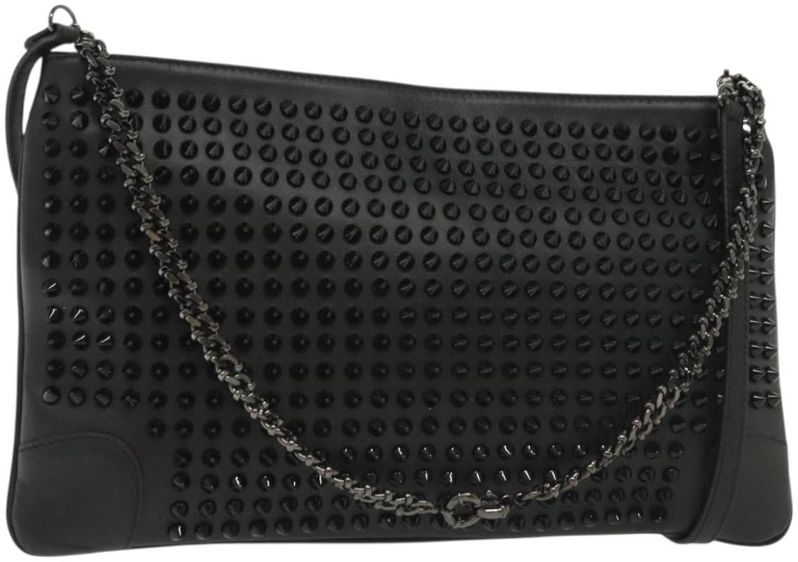 Christian Louboutin Christian Louboutin Loubiclutch Spiked Leather Zwart