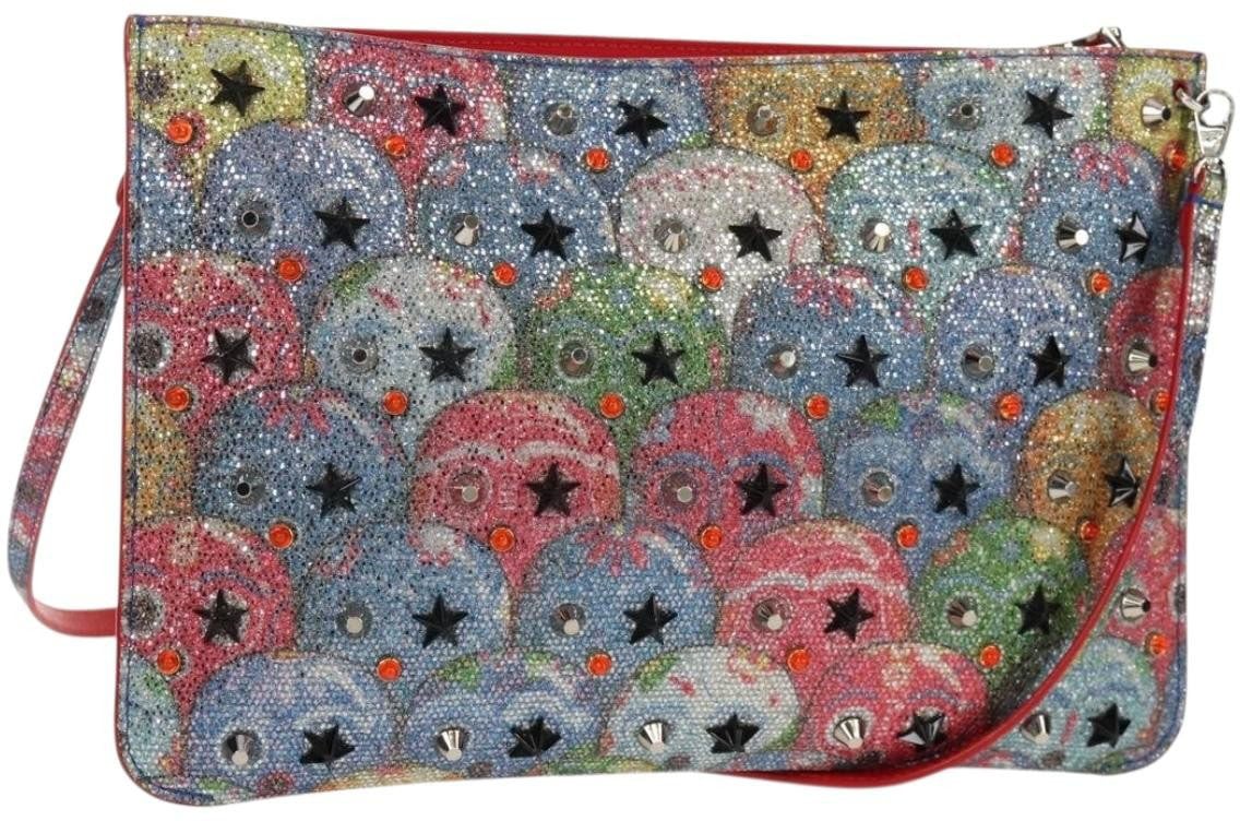 Christian Louboutin Christian Louboutin Loubiclutch Spiked Printed Leather Rood