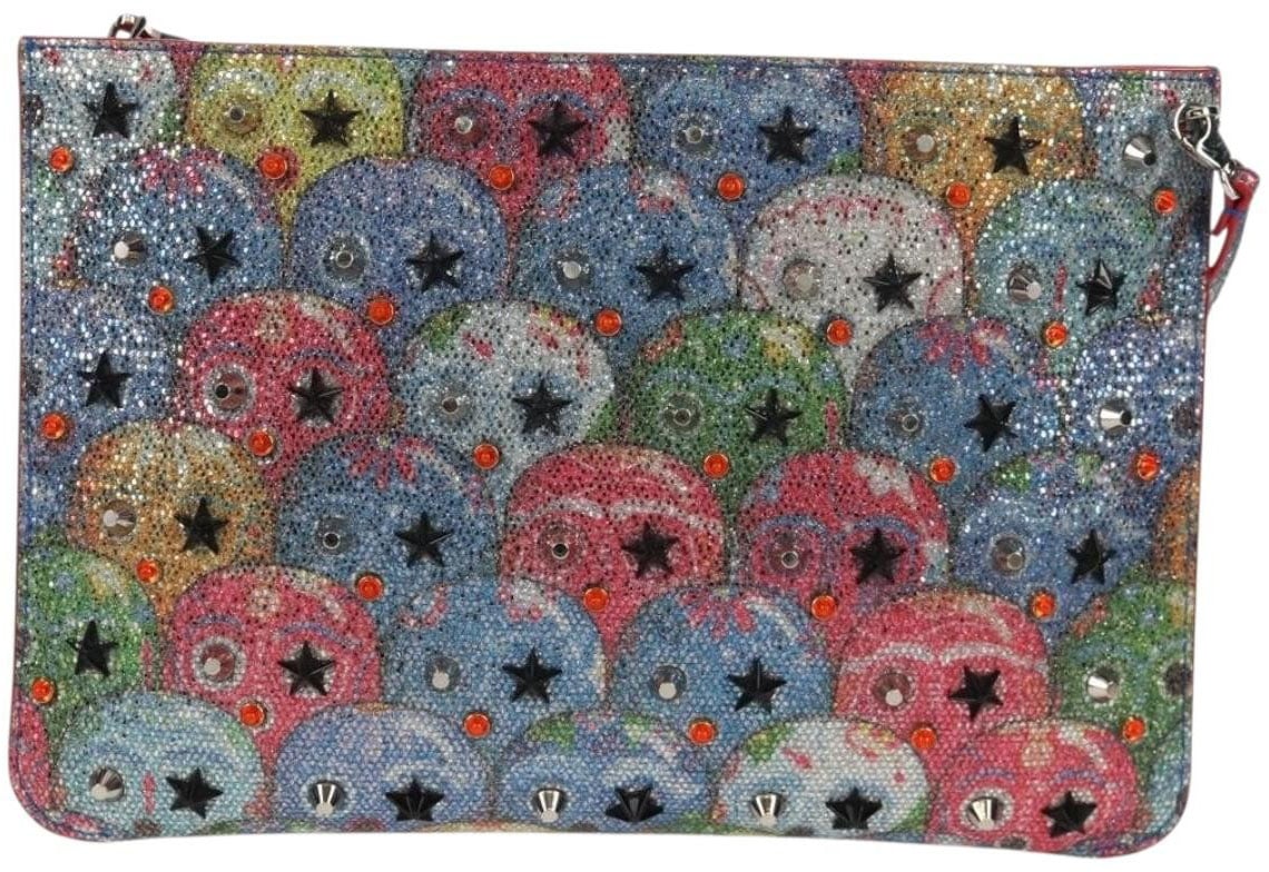 Christian Louboutin Christian Louboutin Loubiclutch Spiked Printed Leather Rood