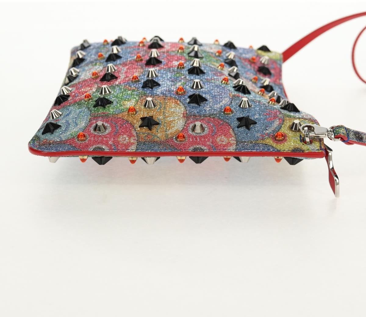 Christian Louboutin Christian Louboutin Loubiclutch Spiked Printed Leather Rood